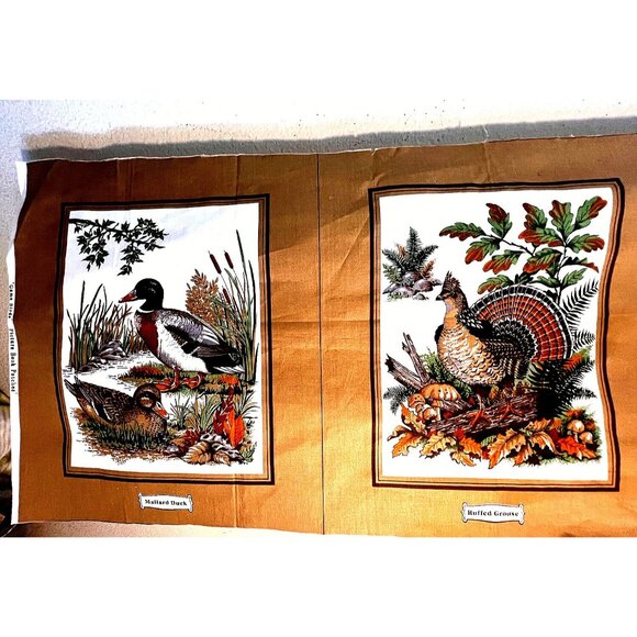 Cranston 3 Panel Fabric Wildlife Bird Mallard Duck Ruffed Grouse Gray Partridge - Picture 3 of 14